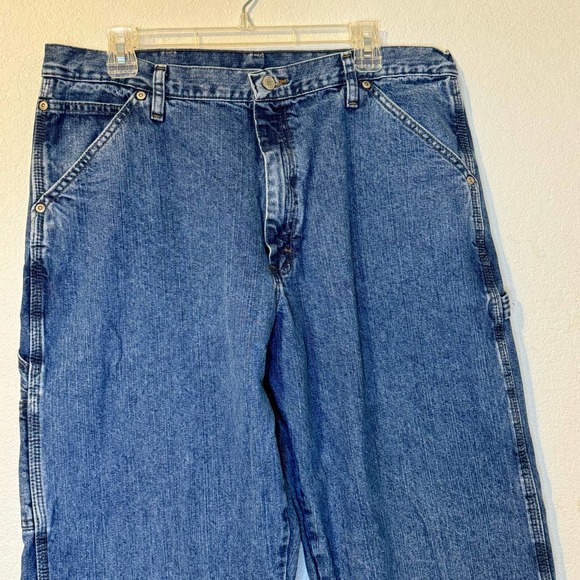 Wrangler Men's Carpenter Jeans Med. Wash Size 36W 32L - Picture 2 of 6